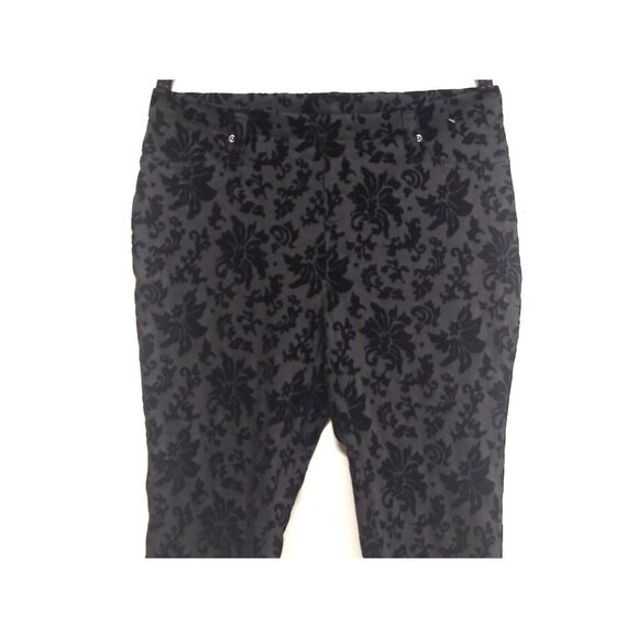 Womens baroque pants flock print black 1X ( 16W) stretch Faded Glory tapered EUC - Picture 5 of 9